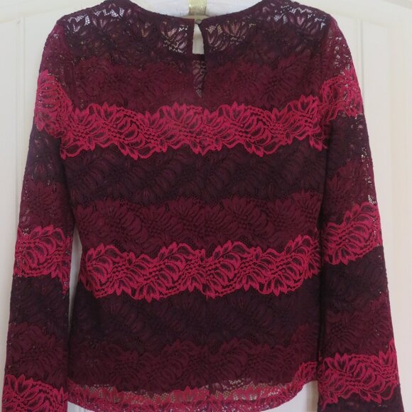 NWOT Banana Republic Burgundy/Red Overlay Top with Camisole Inset XS P (K452) - Picture 1 of 6